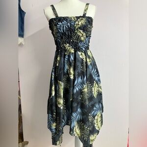 Rima Women’s Sundress, “One Size Fits All”, Tropical Print, Handkerchief, Midi